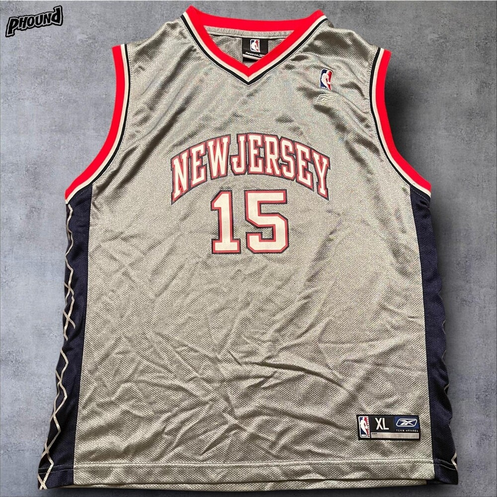 New Jersey Nets Jersey Youth XL Gray NBA Basketball Reebok #15 Sleeveless